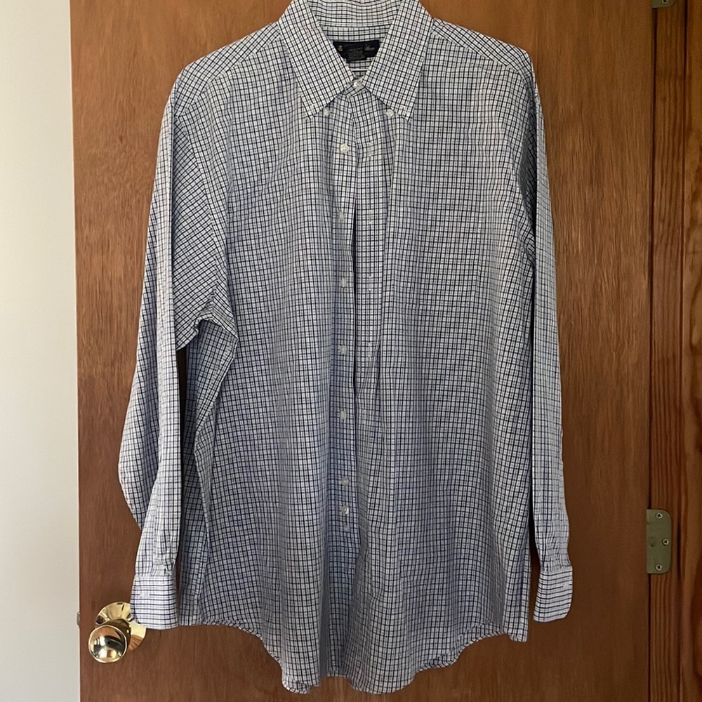 Blue plaid long sleeve button down shirt